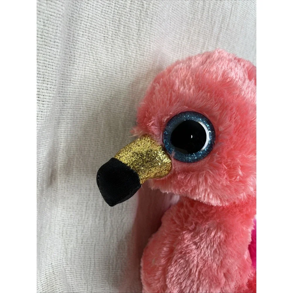 Ty Beanie Boos Flamingo Plush Bird Stuffed Animal Gilda‎ Gold Black Pink 10